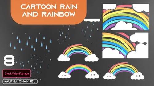 Animated Cartoon Rain and Rainbow Overlays