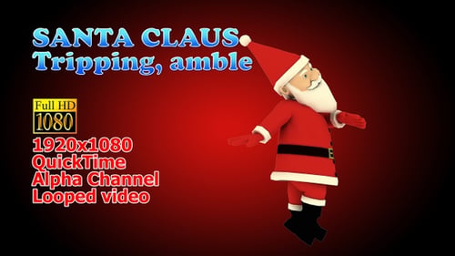 3D Animated Santa Claus Tripping and Walking Character Loop