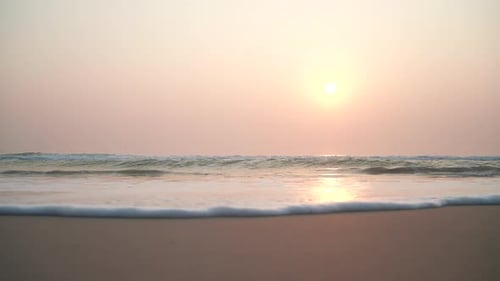 Tropical sand beach with beautiful sea waves, Landscape view of beach sea on a summer day