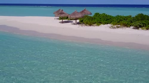 Aerial drone tourism of sea view beach by blue sea and sand background