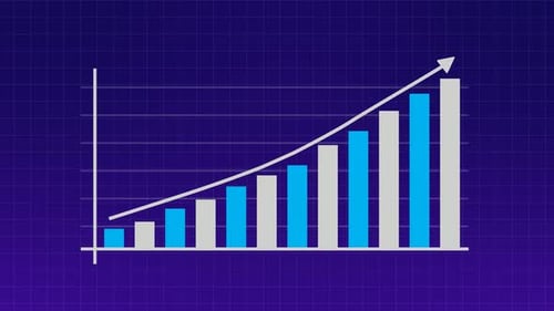 Animated Bar Chart with Upward Trend and Grid Background
