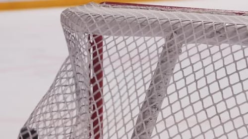 Hitting Goal in Gate During Hockey Tournament on Ice Arena