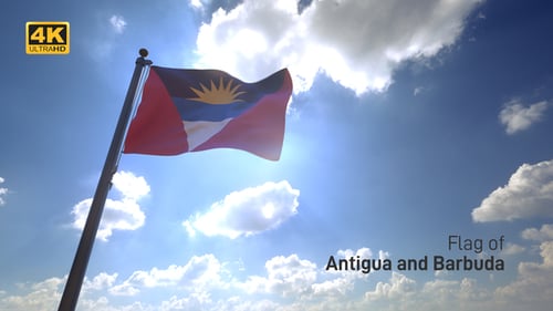 Antigua and Barbuda Flag Waving Proudly in Sunny Sky