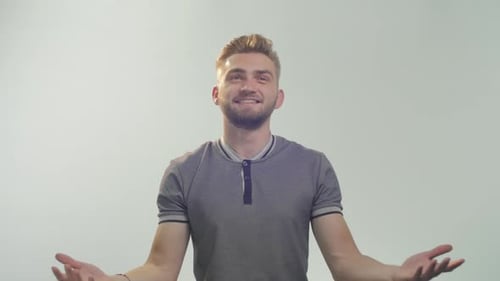 Money falling on a happy man