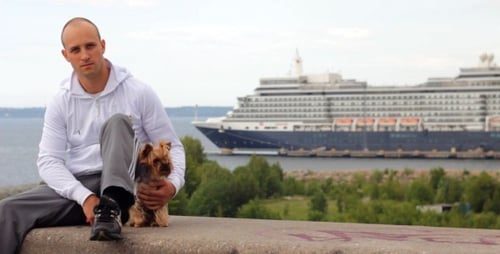 Enjoying Sea View With Dog Friend