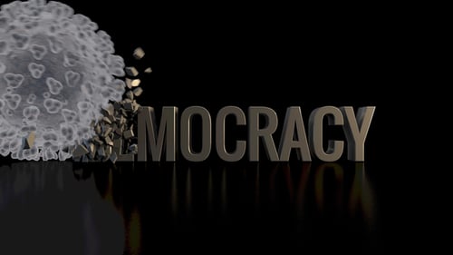 3D Text Shattered by Abstract Virus Sphere