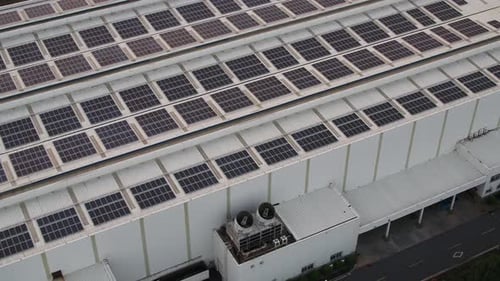 Solar power station on factory rooftop
