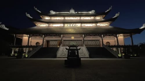 Night View of Bai Dinh Pagoda in Vietnam