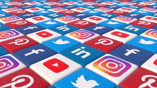 Animated 3D Social Media Icons Looping Background