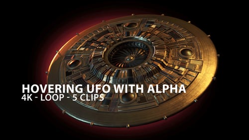 3D Metallic Futuristic UFO Spaceship Rotating Alpha Loop