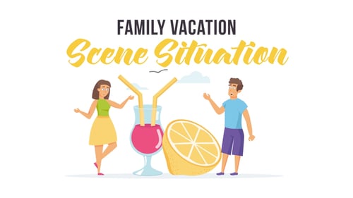Flat Design Animated Scenes for Family Vacation Stories