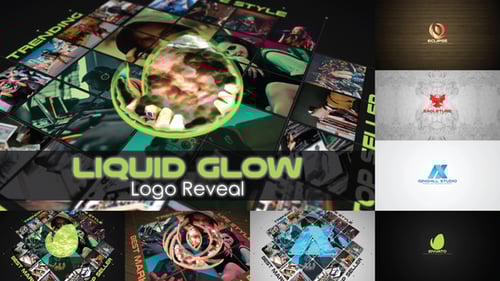 Modern Liquid Glow Logo Reveal with Media Showcase