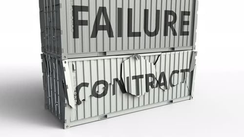 Container with CONTRACT Text Being Broken By Container with FAILURE Inscription