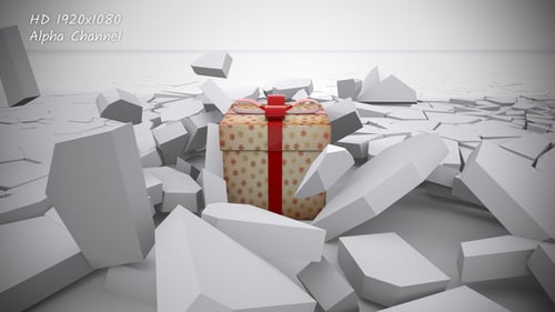 Modern Cracking Floor Reveals Festive Christmas Gift Box