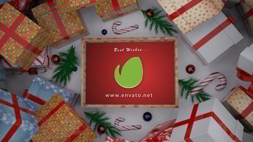 Christmas Gift Box Pile with Message Reveal