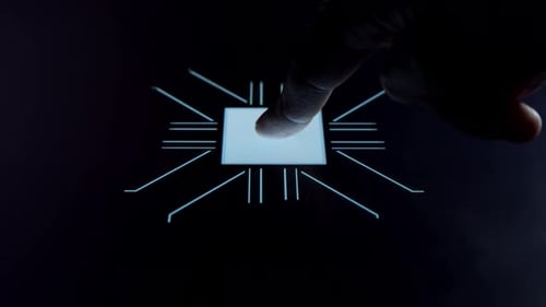Futuristic Circuit Board Activated by Touch Screen