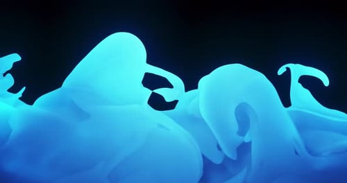 Abstract Flowing Blue Liquid Ink Smoke Background Loop