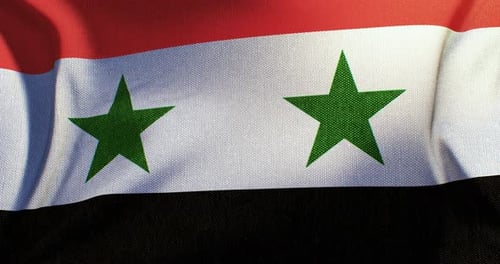 Waving Flag of Syria with Realistic Fabric Texture