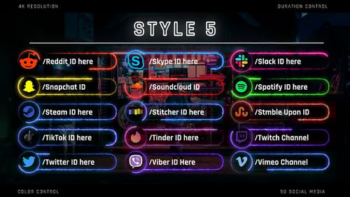 Neon Social Media Lower Thirds