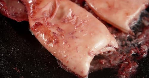 Fresh Squid Cooking Close Up