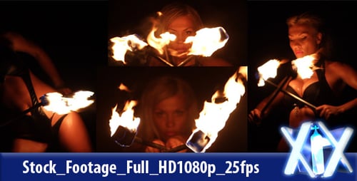 Woman Exhibits Fire Dancing Skill in the Dark