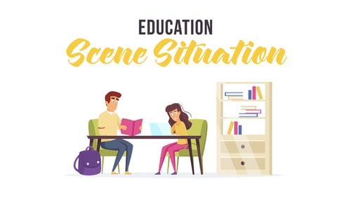Animated Flat Design Education Characters and Study Scenes