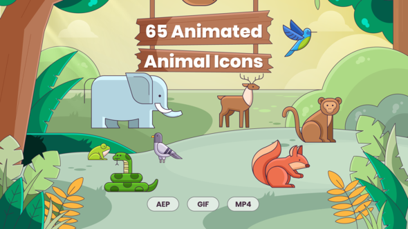 Cover for 65 Animated Animal Icons