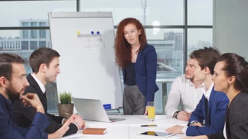 Diverse Young Office Workers Gather Talking Discussing Online Project