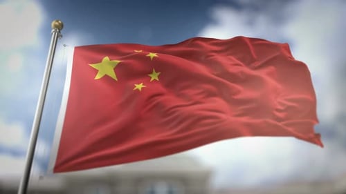 Realistic Waving China Flag with Detailed Fabric Simulation