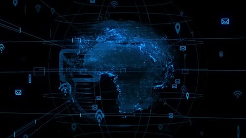 Digital Global Network Communication and Data Connection Animation