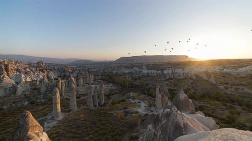 Cappadocia Aerial View with Hot Air Balloons at Sunrise