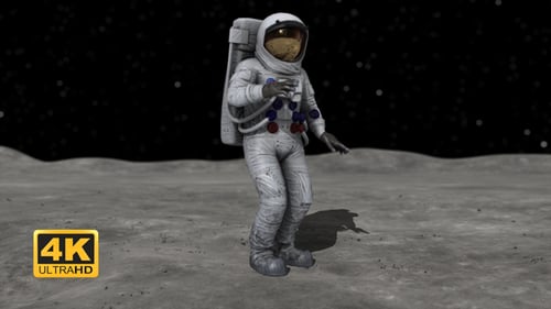 Animated 3D Astronaut Dancing on Moon Surface