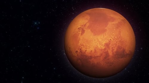 3D Animation of Rotating Mars in Outer Space