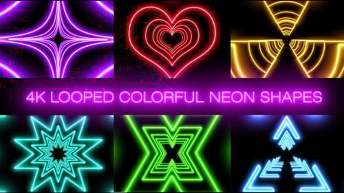 Vibrant Neon Geometric Tunnel Loop Backgrounds Pack