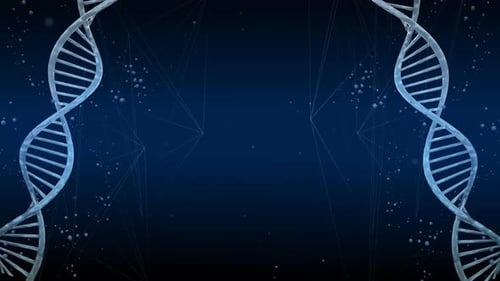 Animated DNA Helix Rotation in Futuristic Science Background