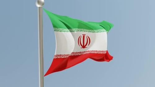 Realistic Iranian Flag Waving Animation on Pole