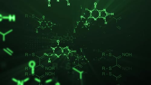 Futuristic Green Molecular Structures Science Background