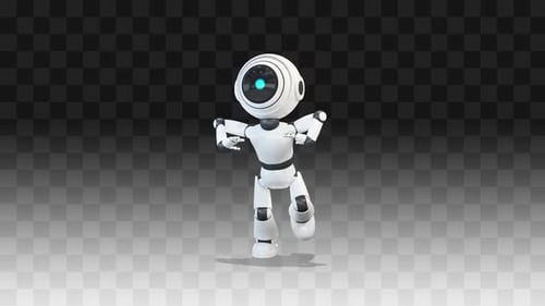 Animated 3D White Robot Performing Dance Moves Loop