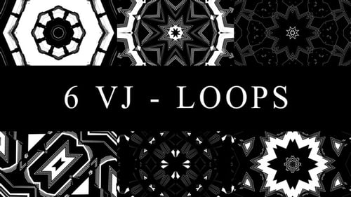 6 Seamless Black and White Geometric VJ Loops