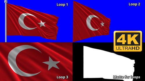 Looping Waving Turkey Flag with Alpha Channel