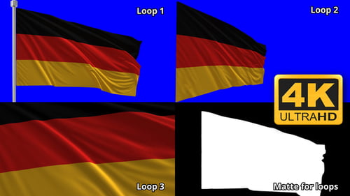Waving German Flag Motion Graphic with Alpha Channel