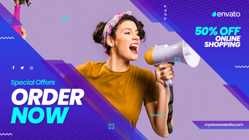 Dynamic Geometric Sales Promotion with Animated Text