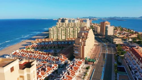 Aerial View. Panoramic View La Manga Del Mar Menor, Cartagena, Murcia, Spain