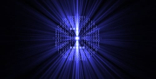 Abstract Digital Binary Code Sphere Reveal Animation