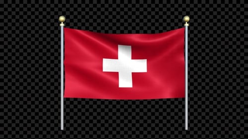 Switzerland National Flag Waving Animation with Alpha Channel