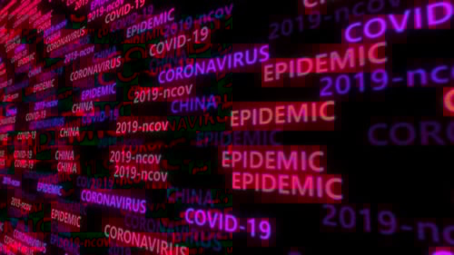Neon Glowing Coronavirus COVID-19 Epidemic Kinetic Typography Loop