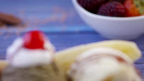 Delicious Fruit and Ice Cream Banana Split Dessert