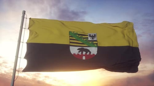Realistic Waving Flag of Saxony-Anhalt State