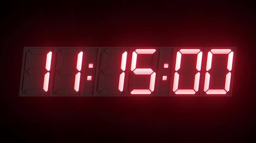 Render 3D del temporizador de cuenta regresiva con reloj digital: 15 minutos