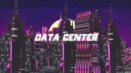 Retro Cyber City Hintergrund Rechenzentrum